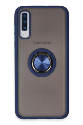 Newface Samsung Galaxy A70 Kılıf Montreal Yüzüklü Silikon Kapak - Lacivert resmi