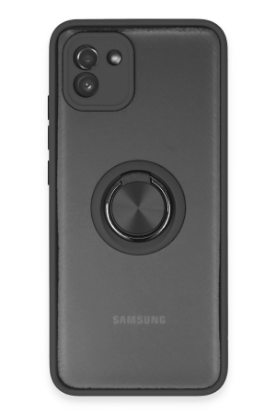 Newface Samsung Galaxy A03 Kılıf Montreal Yüzüklü Silikon Kapak - Siyah resmi