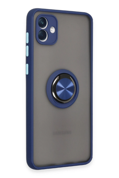 Newface Samsung Galaxy A04 Kılıf Montreal Yüzüklü Silikon Kapak - Lacivert resmi