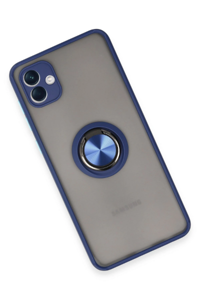 Newface Samsung Galaxy A04 Kılıf Montreal Yüzüklü Silikon Kapak - Lacivert resmi