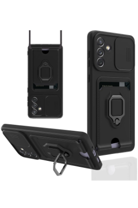 Newface Samsung Galaxy A04S Kılıf Zuma Kartvizitli Yüzüklü Silikon - Siyah resmi