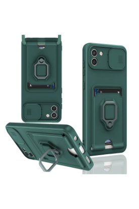 Newface Samsung Galaxy A03 Kılıf Zuma Kartvizitli Yüzüklü Silikon - Yeşil resmi