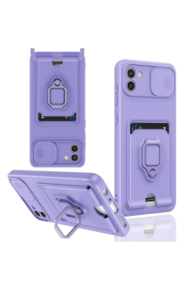 Newface Samsung Galaxy A03 Kılıf Zuma Kartvizitli Yüzüklü Silikon - Lila resmi