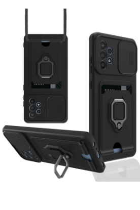 Newface Samsung Galaxy A72 Kılıf Zuma Kartvizitli Yüzüklü Silikon - Siyah resmi