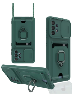 Newface Samsung Galaxy A72 Kılıf Zuma Kartvizitli Yüzüklü Silikon - Yeşil resmi