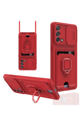 Newface Oppo A74 4G Kılıf Zuma Kartvizitli Yüzüklü Silikon - Kırmızı resmi