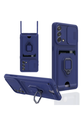 Newface Oppo A74 4G Kılıf Zuma Kartvizitli Yüzüklü Silikon - Lacivert resmi