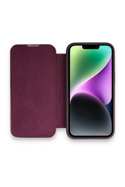 Newface iPhone 14 Pro Kılıf Dolpin Kapaklı - Derin Mor resmi