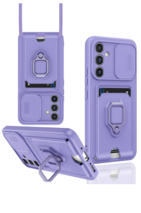 Newface Samsung Galaxy A14 4G Kılıf Zuma Kartvizitli Yüzüklü Silikon - Lila resmi