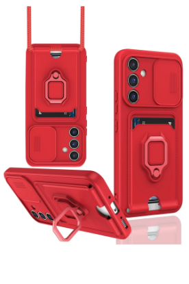 Newface Samsung Galaxy A54 5G Kılıf Zuma Kartvizitli Yüzüklü Silikon - Kırmızı resmi