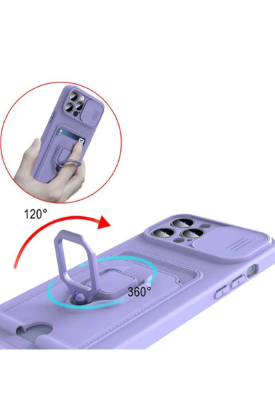 Newface Xiaomi Mİ 11 Lite Kılıf Zuma Kartvizitli Yüzüklü Silikon - Lila resmi