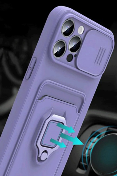 Newface Xiaomi Mİ 11 Lite Kılıf Zuma Kartvizitli Yüzüklü Silikon - Lila resmi