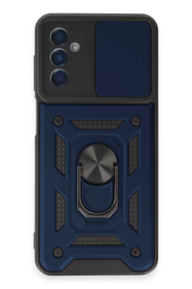 Newface Samsung Galaxy A14 4G Kılıf Pars Lens Yüzüklü Silikon - Lacivert resmi