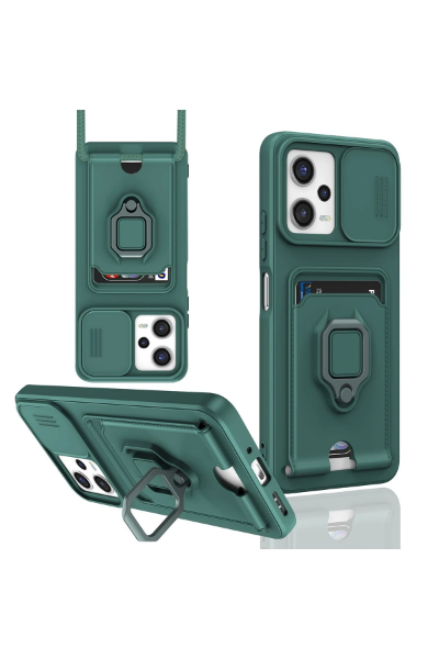 Newface Xiaomi Poco X5 5G Kılıf Zuma Kartvizitli Yüzüklü Silikon - Yeşil resmi