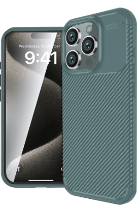 Newface iPhone 16 Pro Max Kılıf Auto Focus Karbon Kapak - Koyu Yeşil resmi