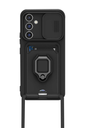 Newface Samsung Galaxy A24 4G Kılıf Zuma Kartvizitli Yüzüklü Silikon - Siyah resmi