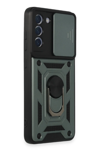 Newface Samsung Galaxy S21 FE Kılıf Pars Lens Yüzüklü Silikon - Yeşil resmi