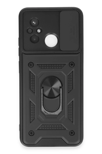 Newface Xiaomi Redmi 12C Kılıf Pars Lens Yüzüklü Silikon - Siyah resmi