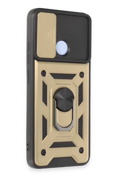 Newface Xiaomi Redmi 12C Kılıf Pars Lens Yüzüklü Silikon - Gold resmi