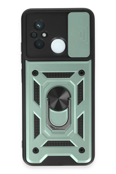 Newface Xiaomi Redmi 12C Kılıf Pars Lens Yüzüklü Silikon - Yeşil resmi