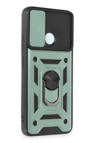 Newface Xiaomi Redmi 12C Kılıf Pars Lens Yüzüklü Silikon - Yeşil resmi