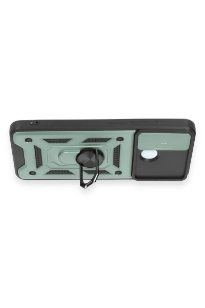 Newface Xiaomi Redmi 12C Kılıf Pars Lens Yüzüklü Silikon - Yeşil resmi