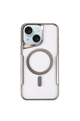 Newface iPhone 15 Kılıf Boyi Magsafe Silikon Kapak - Gümüş resmi