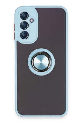 Newface Samsung Galaxy A14 4G Kılıf Montreal Yüzüklü Silikon Kapak - Buz Mavi resmi