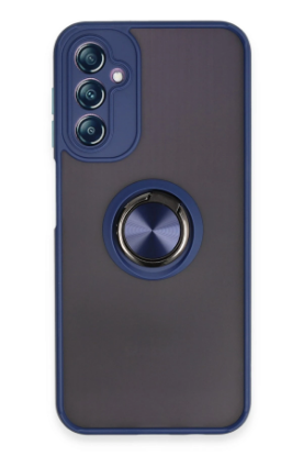 Newface Samsung Galaxy A14 4G Kılıf Montreal Yüzüklü Silikon Kapak - Lacivert resmi