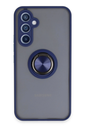 Newface Samsung Galaxy A34 5G Kılıf Montreal Yüzüklü Silikon Kapak - Lacivert resmi