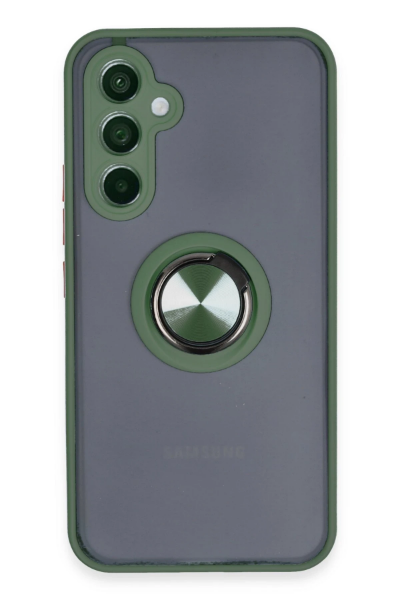 Newface Samsung Galaxy A54 5G Kılıf Montreal Yüzüklü Silikon Kapak - Yeşil resmi