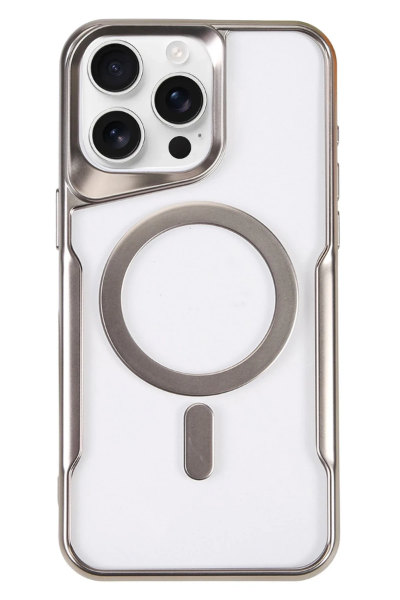 Newface iPhone 16 Pro Kılıf Boyi Magsafe Silikon Kapak - Gümüş resmi