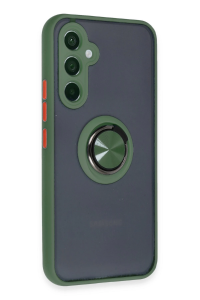 Newface Samsung Galaxy A54 5G Kılıf Montreal Yüzüklü Silikon Kapak - Yeşil resmi