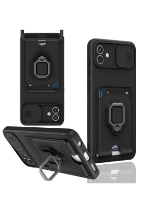 Newface Samsung Galaxy A05 Kılıf Zuma Kartvizitli Yüzüklü Silikon - Siyah resmi