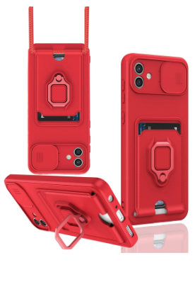 Newface Samsung Galaxy A05 Kılıf Zuma Kartvizitli Yüzüklü Silikon - Kırmızı resmi