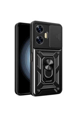 Newface Realme C55 Kılıf Pars Lens Yüzüklü Silikon - Siyah resmi