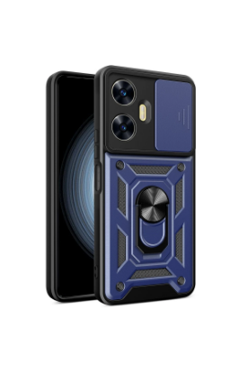 Newface Realme C55 Kılıf Pars Lens Yüzüklü Silikon - Lacivert resmi