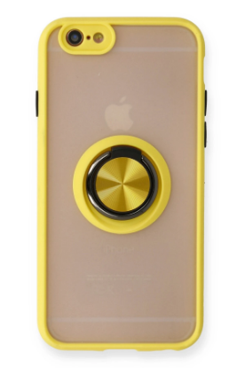 Newface iPhone 6 Kılıf Montreal Yüzüklü Silikon Kapak - Sarı resmi