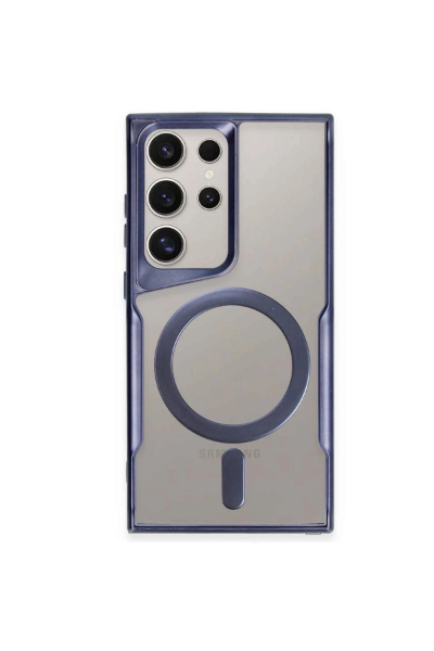 Newface Samsung Galaxy S24 Ultra Kılıf Boyi Magsafe Silikon Kapak - Lacivert resmi