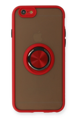 Newface iPhone 6 Kılıf Montreal Yüzüklü Silikon Kapak - Kırmızı resmi