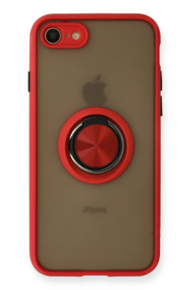 Newface iPhone 7 Kılıf Montreal Yüzüklü Silikon Kapak - Kırmızı resmi