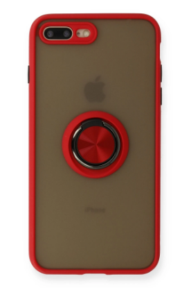 Newface iPhone 7 Plus Kılıf Montreal Yüzüklü Silikon Kapak - Kırmızı resmi