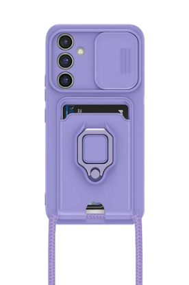 Newface Samsung Galaxy A15 4G Kılıf Zuma Kartvizitli Yüzüklü Silikon - Lila resmi