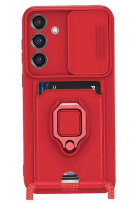 Newface Samsung Galaxy A55 5G Kılıf Zuma Kartvizitli Yüzüklü Silikon - Kırmızı resmi