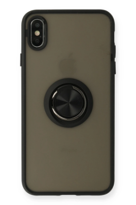 Newface iPhone X Kılıf Montreal Yüzüklü Silikon Kapak - Siyah resmi