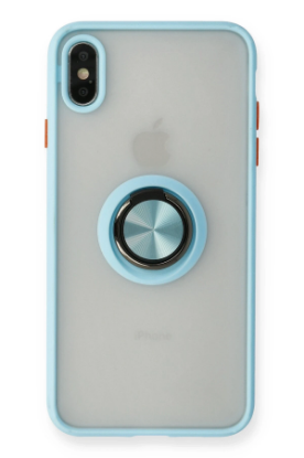 Newface iPhone X Kılıf Montreal Yüzüklü Silikon Kapak - Buz Mavi resmi