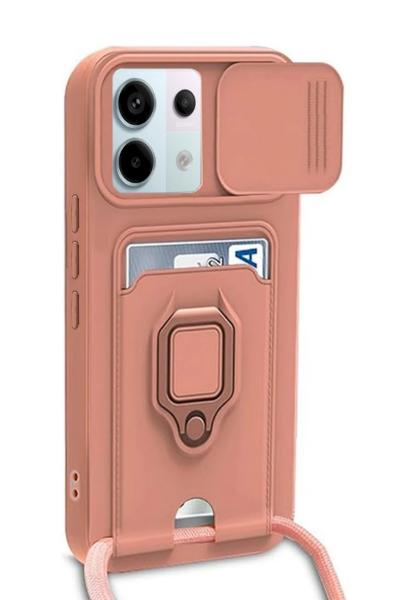 Newface Xiaomi Redmi Note 13 Pro 5G Kılıf Zuma Kartvizitli Yüzüklü Silikon - Pembe resmi