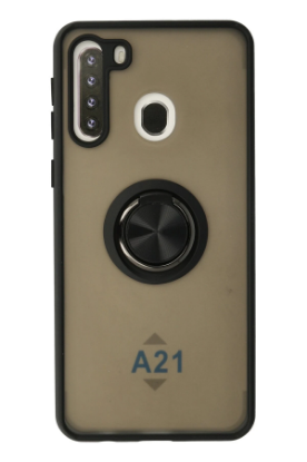 Newface Samsung Galaxy A21 Kılıf Montreal Yüzüklü Silikon Kapak - Siyah resmi