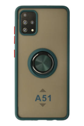 Newface Samsung Galaxy A51 Kılıf Montreal Yüzüklü Silikon Kapak - Yeşil resmi