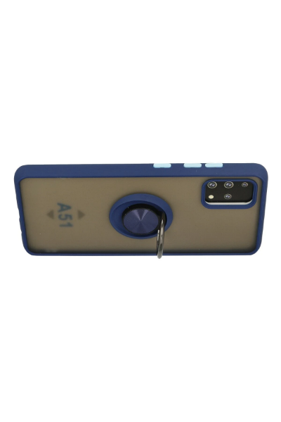 Newface Samsung Galaxy A51 Kılıf Montreal Yüzüklü Silikon Kapak - Lacivert resmi